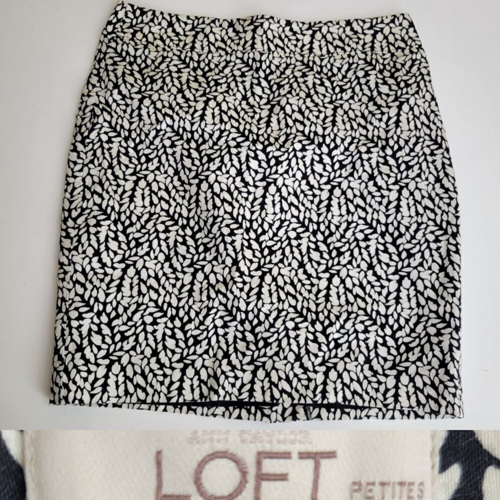 4P LOFT COTTON LINED BLACK & WHITE ZIP SKIRT 4 PETITE - Picture 1 of 11